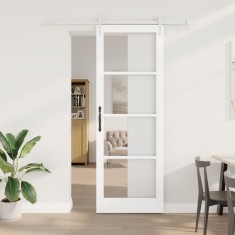 Set Ușă Glisantă vidaXL cu Hardware Alb 83x232 cm Lemn Masiv de Pin foto