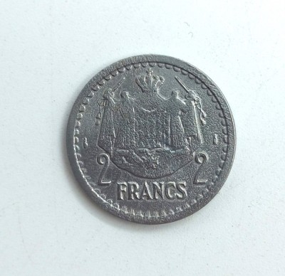MONACO 2 Francs ND ( 1943 ) _ moneda aluminiu tiraj mic _km # 121 foto