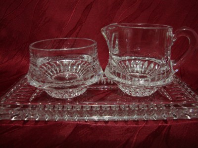 SET / SERVICIU ZAHARNITA LETIERA SI TAVA DIN CRISTAL foto