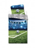 Lenjerie de pat Fotbal Stadion 2 Piese, 2 Fete, 100% Bumbac, Multicolor, BrandMac