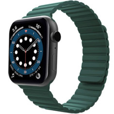 Curea iUni compatibila cu Apple Watch 1/2/3/4/5/6/7, 42mm, Silicon Magnetic, Green