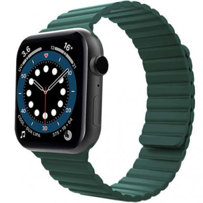Curea iUni compatibila cu Apple Watch 1/2/3/4/5/6/7, 44mm, Silicon Magnetic, Green foto