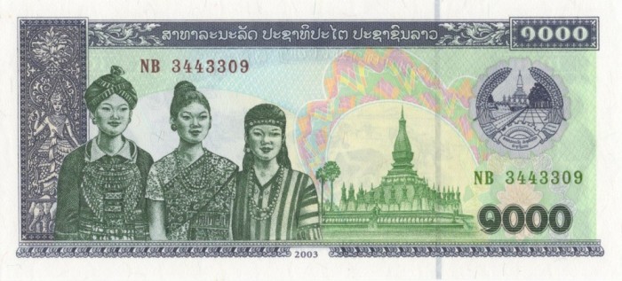 1000 KIP 2003 LAOS UNC