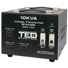 Transformator de tensiune, Convertor de la 220V la 110V si Reversibil 10KVA 8000W cu Carcasa si Regleta, TED Electric