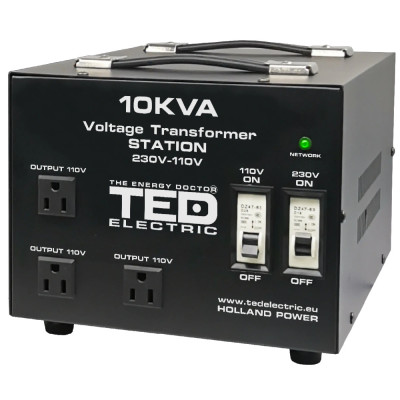 Transformator de tensiune, Convertor de la 220V la 110V si Reversibil 10KVA 8000W cu Carcasa si Regleta, TED Electric foto