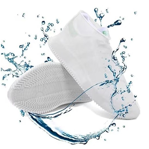 Husa incaltaminte, flippy, impermeabila, antiderapanta, din latex, 13 x 13 x 2 cm, marime m 34-40 cm, alb