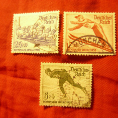 Serie Germania 1935 -Deutsches Reich -Olimpiada Iarna 3val.,stamp. (val. 6 pliu)