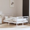VidaXL Cadru de pat dublu, alb, 135x190 cm, lemn masiv 3105291