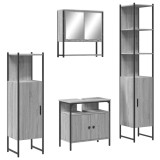 Set mobilier de baie, 4 piese, gri sonoma, lemn prelucrat