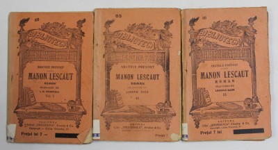 MANON LESCAUT de ABATELE PREVOST , VOLUMELE I - III , EDITIE DE INCEPUT DE SECOL XX foto