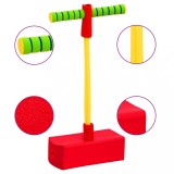 Pogo Stick Copii vidaXL, 50 cm, Verde/Roșu/Galben, Greutate Max 50kg, Jucărie Sărituri, Exterior, Echilibru și Coordonare