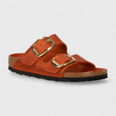 Birkenstock slapi de piele Arizona Big Buckle femei, culoarea portocaliu, 1026661