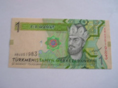 MDBS - BANCNOTA TURKMENISTAN - 1 MANAT foto