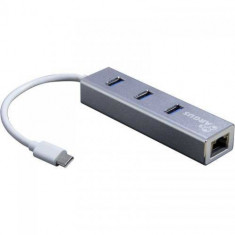 Hub USB Inter-Tech Argus IT-410-S 3x USB 3.2 gen 1 + 1x RJ45 Silver foto