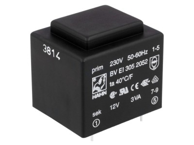 Transformator PCB 3VA 230V 12V foto