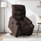 VidaXL Fotoliu electric masaj rabatabil cu ridicare maro &icirc;nchis textil