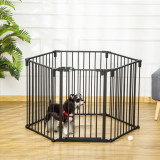 PawHut gard pentru animale, cu poarta, din 6 piese, neagra