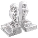 VidaXL Suporturi cărți 2 buc., argintiu, 12x9x19 cm, aluminiu, bufniță