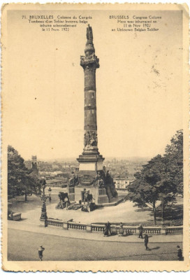 AD 950 C. P. VECHE - BRUXELLES -COLUMNA -BELGIA - CIRC. 1937 SPITALUL MILITAR foto
