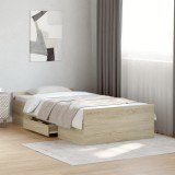 VidaXL Cadru de pat cu sertare stejar sonoma 100x200 cm lemn prelucrat