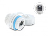 Cupla de retea RJ45 STP Cat.6A cu capac protectie waterproof Alb, Delock 87156