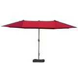 Outsunny Umbrelă de grădină umbrelă dublă rectangulară 4,6 lungime x 2,7 lățime x 2,4 &icirc;nălțime m cu manivelă de deschidere/&icirc;nchidere, saci de greutate