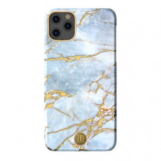 Husa iPhone 11, Kingxbar Marble Series, Design Marmura, Placa metalica, Alb / Albastru foto