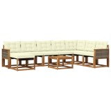 vidaXL Set de canapele de exterior cu pernă 9 pcs Natural și Crem 3382154