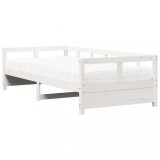 Cumpara ieftin Pat de zi cu saltea, alb, 80x200 cm, lemn masiv pin