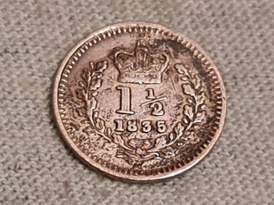 Anglia - 1 1/2 peny 1835 - Ag RAR. foto
