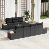 vidaXL Set de canapele pentru grădină cu pernă 8 pcs Negru Rattan poli 3356708