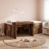 Cumpara ieftin Cadru de Pat Inalt pentru Copii cu Birou Lemn vechi 90 x 200 cm