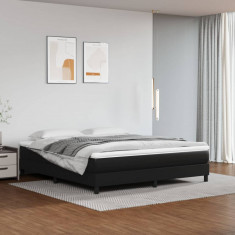 vidaXL Cadru de pat, negru, 180x200 cm, piele ecologică