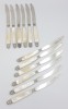 Superb set 12 cutite fine din argint si sidef natural art nouveau Franta sec.XX, Tacamuri
