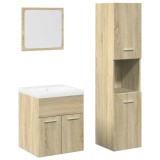 Cumpara ieftin Set mobilier de baie, 4 piese, stejar sonoma, lemn prelucrat