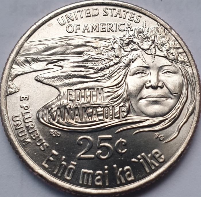 25 cents / quarter dollar 2023 USA, Edith Kanakaʻole, Women Quarter Program P/D