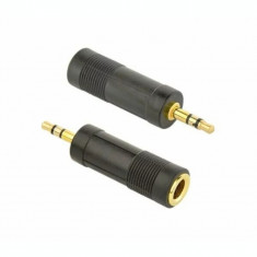 Adaptor audio GEMBIRD stereo 1 x 6.35 mm jack la 1 x 3.5 mm jack negru A-6.35F-3.5M
