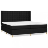 Cumpara ieftin Pat box spring cu saltea, negru, 200x200 cm, textil