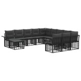 vidaXL Set de canapele pentru grădină 12 pcs Negru și Gri &icirc;nchis 3437825