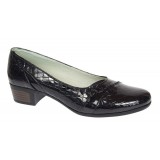 Pantofi dama comozi casual din piele naturala negru croco P18CRLN