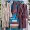 Set de halate de baie cu prosoape si manusi, bumbac 100%, MODA Bej/Mov