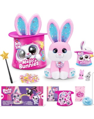 Jucarie de plus electronica, Pets Alive Magic Bunnies, interactiva cu 30 de functii, Pink Rabbit Candy, varsta 3+ foto