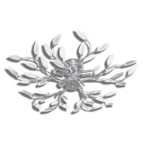 Cumpara ieftin Plafoniera transparenta/alba brate frunze cristal acrilic 5 becuri E14