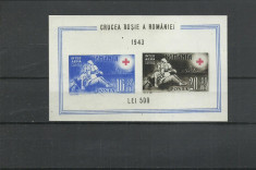 TSV$ - ROMANIA 1943 152 LP CRUCEA ROSIE, COLITA NEDANTELATA MNH/**LUX foto