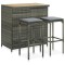 Set de bar, 3 piese, gri, poliratan