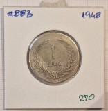 270 Turcia, Turkey, 1 Lira, 1948, KM#883, Asia