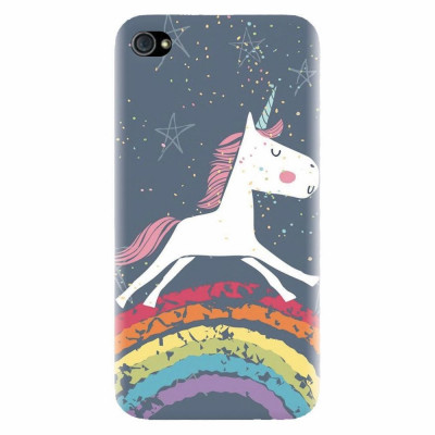 Husa silicon pentru Apple Iphone 4 / 4S, Unicorn Rainbow foto