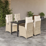 Set mobilier de gradina cu perne, 5 piese, bej, poliratan GartenMobel Dekor, vidaXL