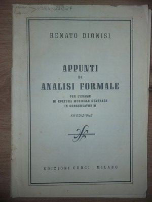 Appunti di analisi formale- Renato Dionisi foto