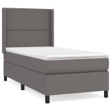 Cumpara ieftin Pat box spring cu saltea, gri, 100x200 cm, piele ecologica